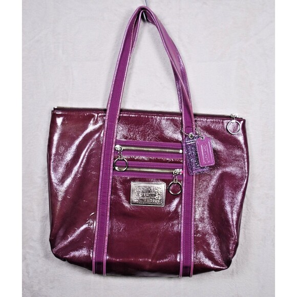 Coach Poppy Patent Glam Tote #13836 Purple Liquid Gloss Bag - Picture 1 of 9